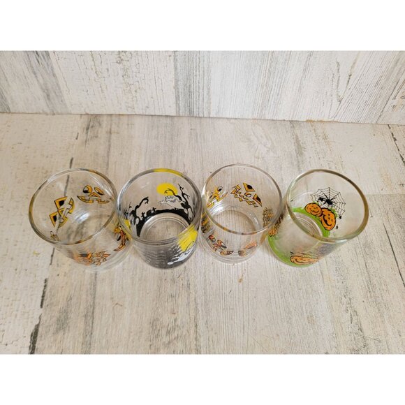Mini glass set Halloween tea light candle holder spider web pumpkin - Picture 5 of 5
